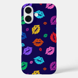 Meerkleurige Lip Print Telefoonhoes iPhone 16 Hoesje