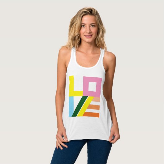 Meerkleurige "LOVE"-tank Tanktop (Volledige Voorkant)