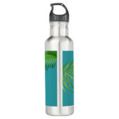 Meerkleurige Macaw Bird & Palm Leaves Waterfles (Achterkant)