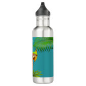 Meerkleurige Macaw Bird & Palm Leaves Waterfles (Rechts)