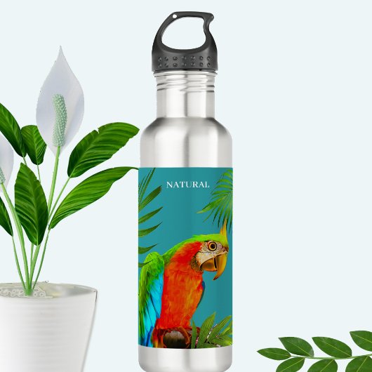 Meerkleurige Macaw Bird & Palm Leaves Waterfles