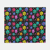 Meerkleurige madeliefjes op een zwarte achtergrond fleece deken (Voorkant (Horizontaal))