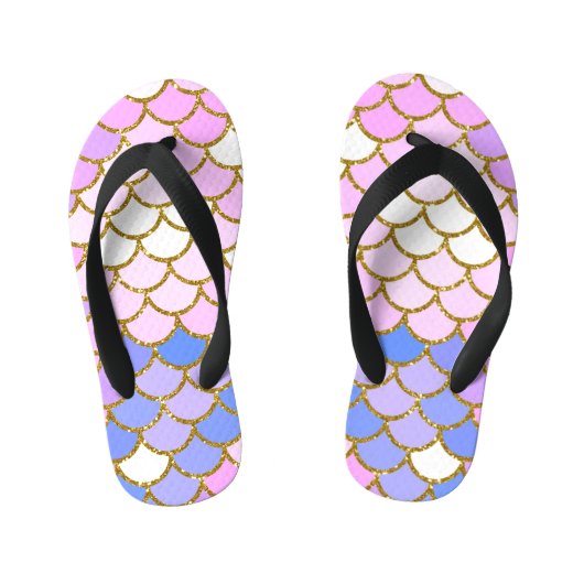 Meerkleurige meerminschaal kinder teenslippers (Voetbed)