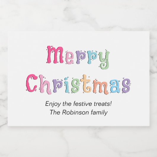 Meerkleurige Merry Christmas Food Container Labels Voedselcontainer Etiket (Enkel label)