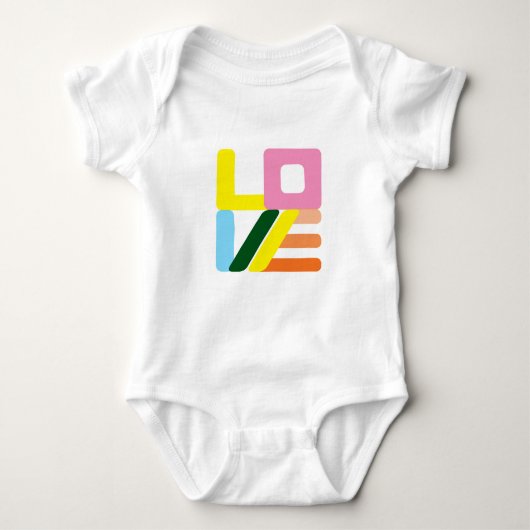 Meerkleurige modder LOVE baby uit één stuk Romper (Voorkant)