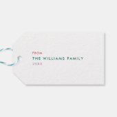 Meerkleurige moderne vrolijke en heldere kerst cadeaulabel (Achterkant Horizontaal)