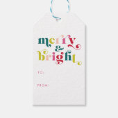 Meerkleurige moderne vrolijke en heldere kerst cadeaulabel (Voorkant)