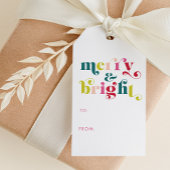 Meerkleurige moderne vrolijke en heldere kerst cadeaulabel