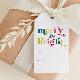 Meerkleurige moderne vrolijke en heldere kerst cadeaulabel