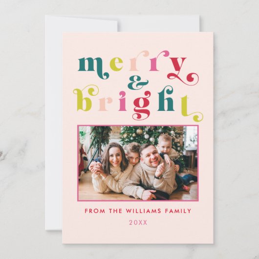 Meerkleurige moderne vrolijke en heldere kerst feestdagenkaart (Voorkant)