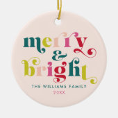 Meerkleurige moderne vrolijke en heldere kerst keramisch ornament (Voorkant)