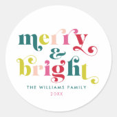 Meerkleurige moderne vrolijke en heldere kerst ronde sticker (Voorkant)
