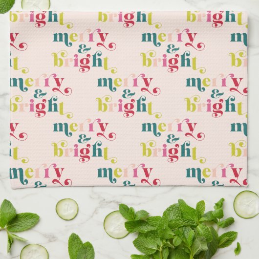 Meerkleurige moderne vrolijke en heldere kerst theedoek (Gevouwen)