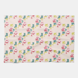 Meerkleurige moderne vrolijke en heldere kerst theedoek