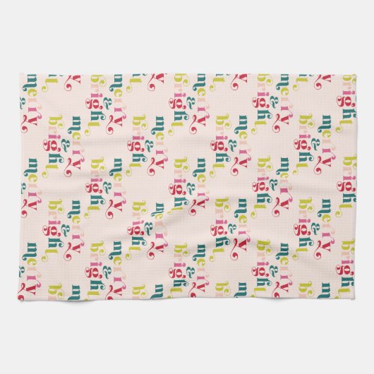 Meerkleurige moderne vrolijke en heldere kerst theedoek (Horizontaal)