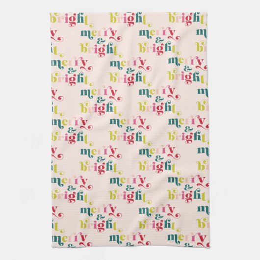 Meerkleurige moderne vrolijke en heldere kerst theedoek (Verticaal)