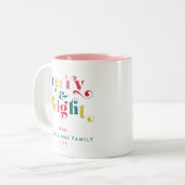 Meerkleurige moderne vrolijke en heldere kerst tweekleurige koffiemok (Voorkant links)