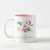 Meerkleurige moderne vrolijke en heldere kerst tweekleurige koffiemok (Links)