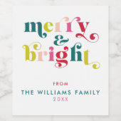 Meerkleurige moderne vrolijke en heldere kerst wijn etiket (Enkel label)