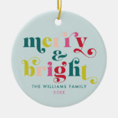 Meerkleurige moderne vrolijke en heldere kerstcame keramisch ornament (Voorkant)