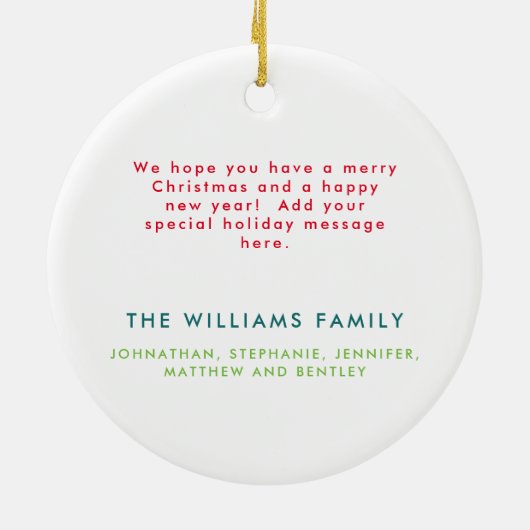 Meerkleurige moderne vrolijke en heldere kerstcame keramisch ornament (Achterkant)