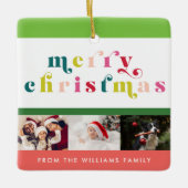 Meerkleurige moderne vrolijke kerstfoto keramisch ornament (Voorkant)