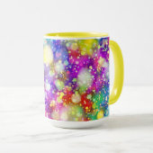 Meerkleurige mok van twee tonnen koffie. (Voorkant rechts)