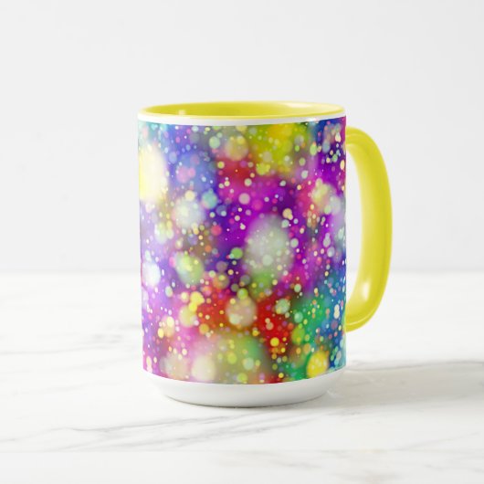 Meerkleurige mok van twee tonnen koffie. (Voorkant rechts)