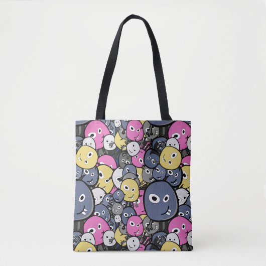 Meerkleurige monsters tote bag (Voorkant)