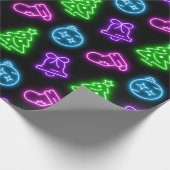 Meerkleurige neon kerst op zwart cadeaupapier (Hoek)