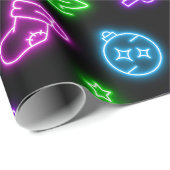 Meerkleurige neon kerst op zwart cadeaupapier (Rol Hoek)