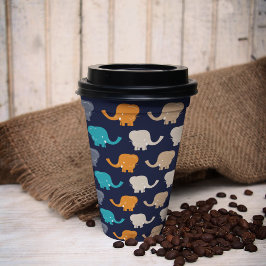 Meerkleurige olifant Cartoon Papieren Bekers