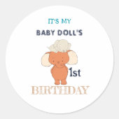 Meerkleurige olifant Cartoon Ronde Sticker (Voorkant)