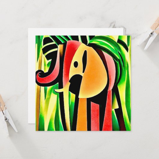 Meerkleurige olifant kaart (Voorkant / Achterkant in situ)