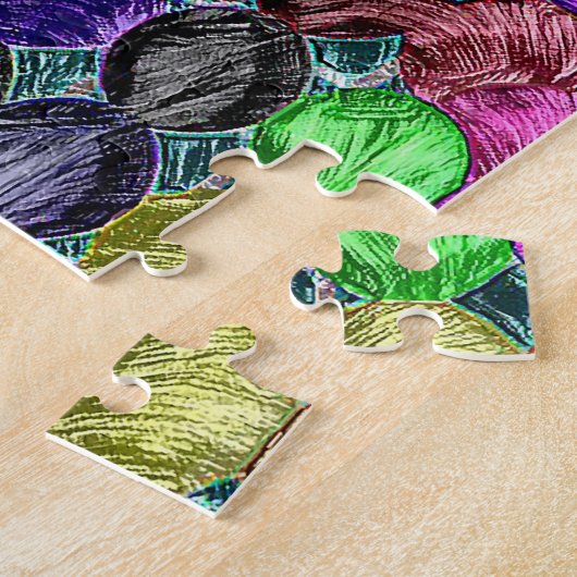 Meerkleurige onregelmatige ronde legpuzzel (Zijkant)