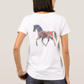 Meerkleurige paarden op de T-shirt van de vrouw (Achterkant)
