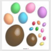 Meerkleurige paaseieren en kwal sticker (Vel)