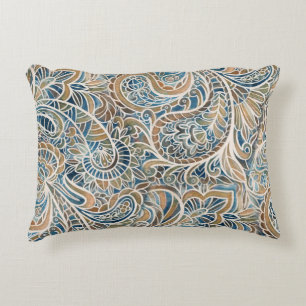 Meerkleurige Paisley Hand-getrokken print Accent Kussen