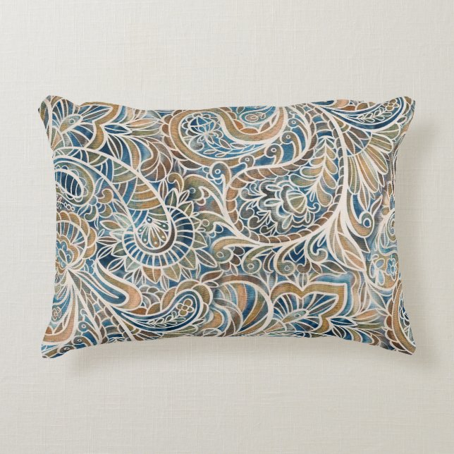 Meerkleurige Paisley Hand-getrokken print Accent Kussen (Voorkant)