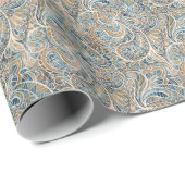 Meerkleurige Paisley Hand-getrokken print Cadeaupapier (Rol Hoek)
