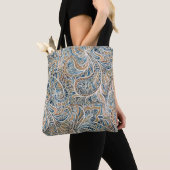 Meerkleurige Paisley Hand-getrokken print Tote Bag (Dichtbij)