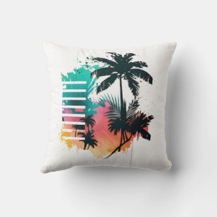meerkleurige palmboom in retrostijl, met de hand g kussen