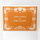 Meerkleurige papel picado liefhebbers bruiloft drieluik uitnodiging (Binnenzijde eerst)