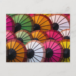 Meerkleurige paraplu's: Luang Prabang-markt Briefkaart