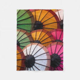 Meerkleurige paraplu's: Luang Prabang-markt Fleece Deken