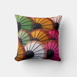 Meerkleurige paraplu's: Luang Prabang-markt Kussen