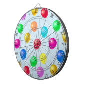 Meerkleurige partijballonnen op lichtblauw dartbord (Voorkant Rechts)