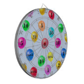 Meerkleurige partijballonnen op lichtblauw dartbord (Voorkant Links)