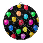 Meerkleurige partijballonnen op zwart dartbord (Voorkant)