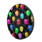 Meerkleurige partijballonnen op zwart dartbord (Voorkant Rechts)